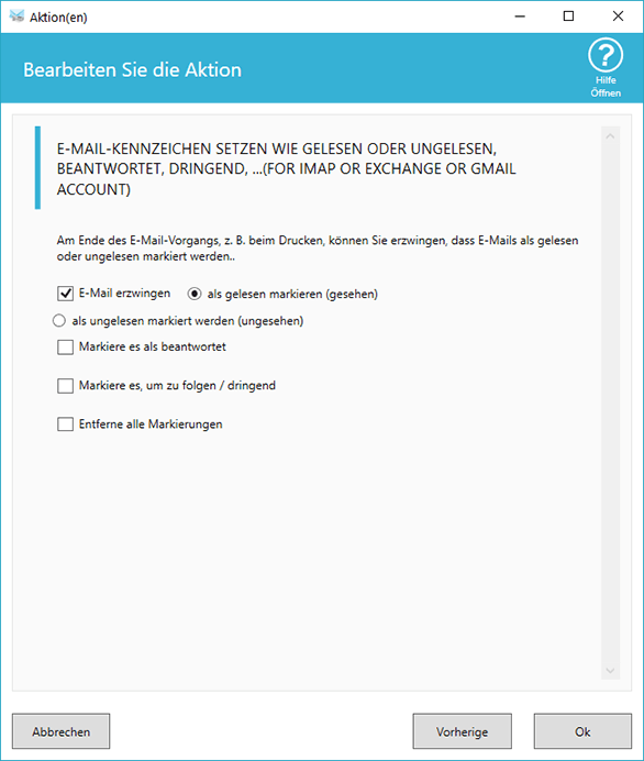 Markieren Sie die E-Mail, wie Sie möchten