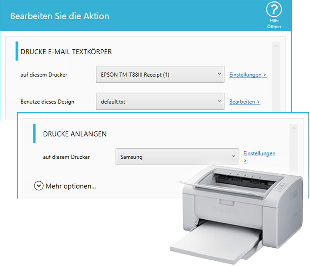 Auto-Drucker-E-Mail und Anhänge